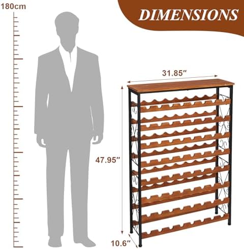 64 Bottles Wine Rack with LED Light and Top Shelf