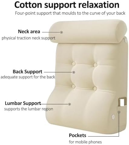 Adjustable Reading Pillow with Lumbar Support for Bed and Sofa