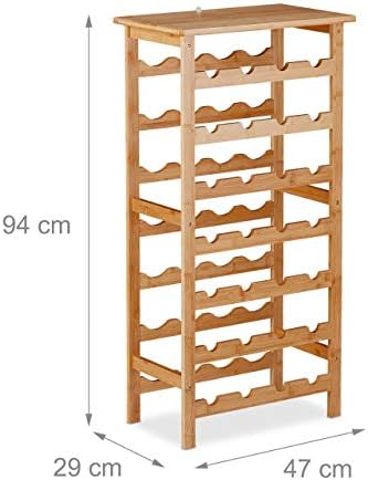 Relaxdays Natural Wine Rack 94 x 47 x 29 cm