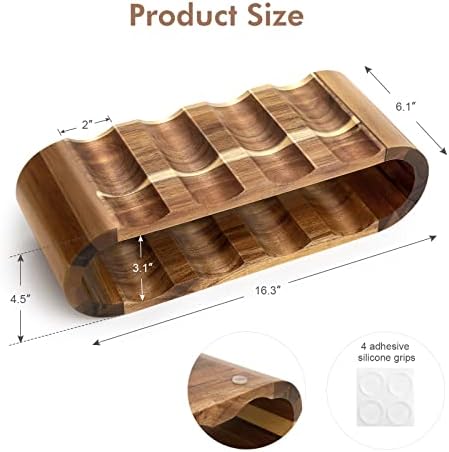 FekCits 8-Bottle Acacia Wood Wine Rack Freestanding No Assembly Needed