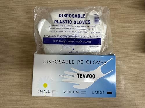 TEAWOO Disposable Plastic Gloves - Food Grade Transparent Waterproof Oil-Proof