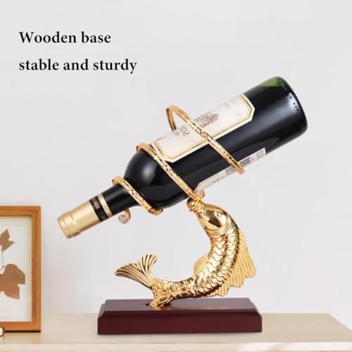 GIZNXBA Modern Gold Metal Wine Rack with Wooden Base
