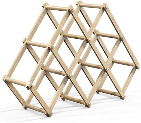6 Bottle Wood Wine Rack Foldable Stackable