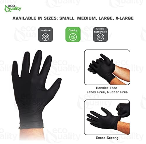 EcoQuality Disposable Black Nitrile Gloves - 4 Mil 500 Count