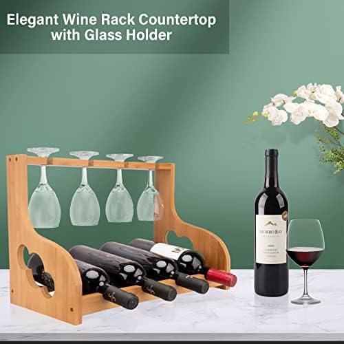 LEIMO KPARTS Freestanding Wine Rack with Glass Holder 1