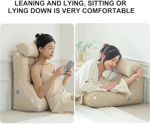 Back Support Pillow for Bed Reading with Adjustable Lumbar Pad