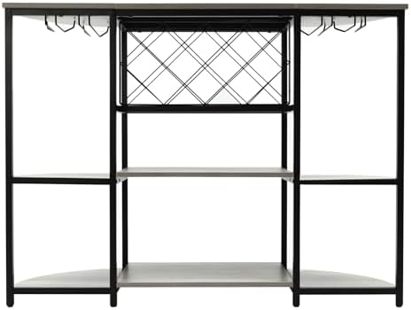 3 Tier Wine Rack Table Industrial Style Grey