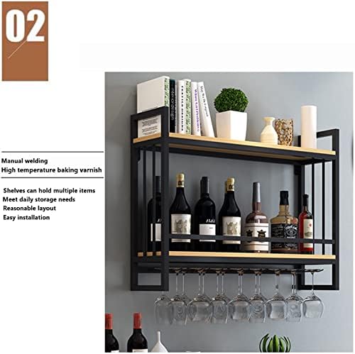 Wine Rack Wall Mount with Glass Holder Rustic Design
