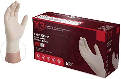 X3 Ivory Latex Gloves 3 Mil Powder Free