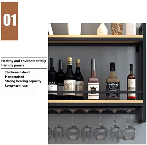 Wine Rack Wall Mount with Glass Holder Rustic Design