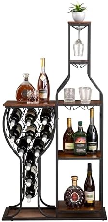 Dithoko 5-Tier Freestanding Wine Rack with Glass Holder