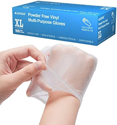 KAYGO Disposable Vinyl Gloves 3 Mil Clear Powder Free Latex Free