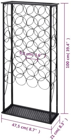 Aisifx 28-Bottle Wine Rack Black Wrought Iron