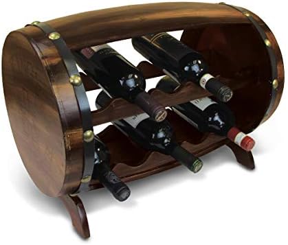 Puzzled Napoleon Wine Rack - Freestanding Wooden Barrel Holder for 10 Bottles
