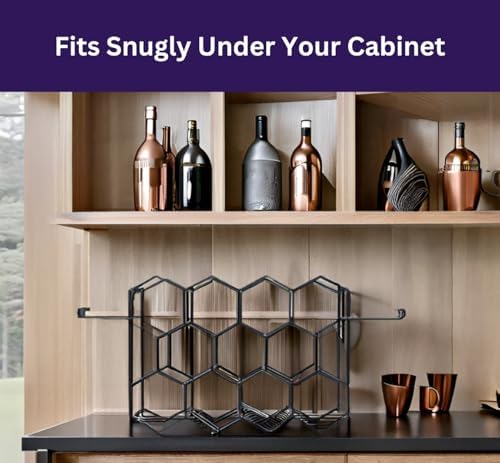 Melvvi 3-Tier Wine Rack Black Metal 15 Holds 14 Bottles 2 Glasses