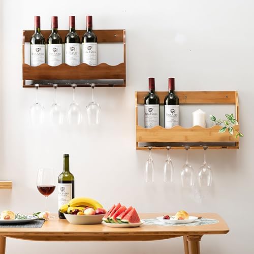 Free Standing Brass Wood Wine Rack Organizer
