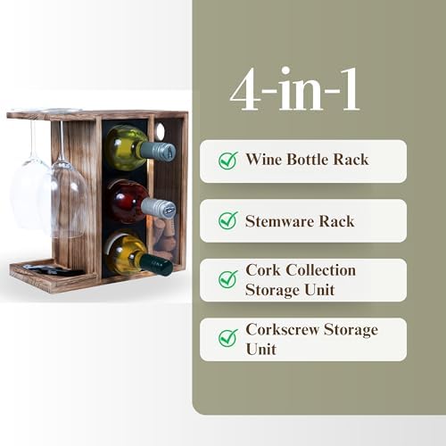 Rustic State Burnt Brown Wine Rack for 3 Bottles