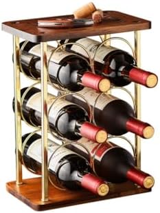Aeumruch Bronze Wine Rack Holds 6 Bottles and 2 Glasses