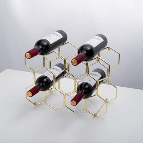 Tabletop Wine Rack for 14 Bottles Golden Metal Design
