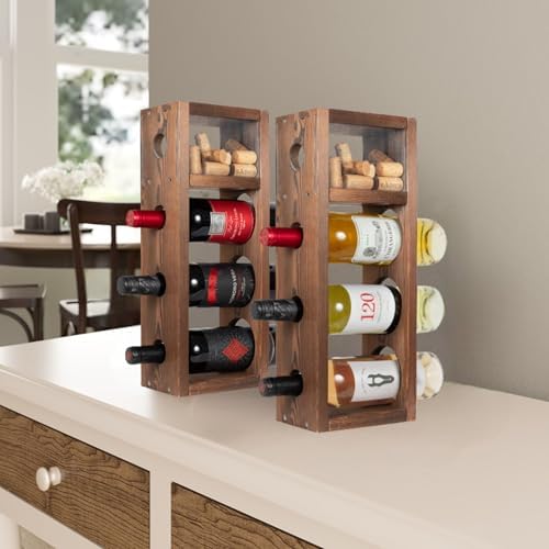 Rustic State Sonoma Burnt Brown Wine Rack - 3 Bottle Storage