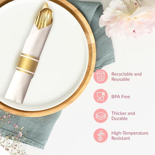 Prestee 50 Pre-Rolled Gold Silverware Set - 200 Piece 1