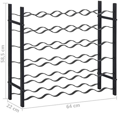 vidaXL Wine Rack for 36 Bottles Black Iron