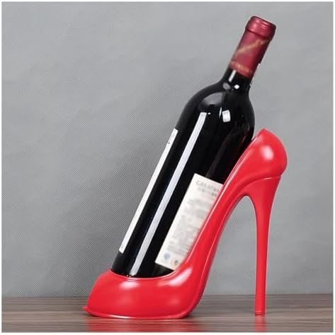 Red Freestanding Wine Rack with High Heel Design