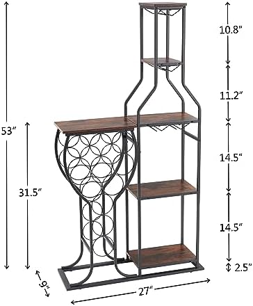 Dithoko 5-Tier Freestanding Wine Rack with Glass Holder