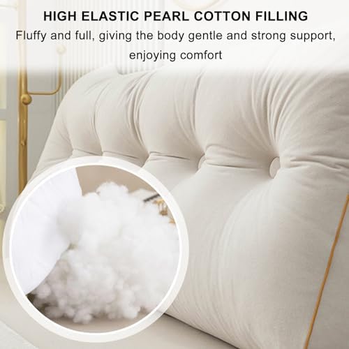 Soft Triangular Headboard Pillow with Side Pockets and Removable Cover