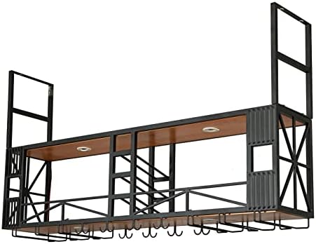 LYLFF Ceiling Wine Rack with Dual Layer Storage