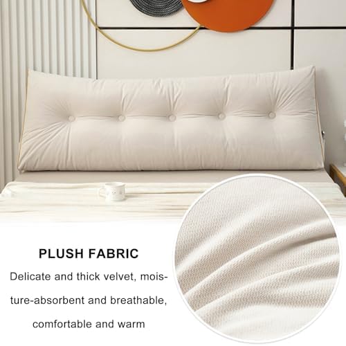 Soft Triangular Headboard Pillow with Side Pockets and Removable Cover