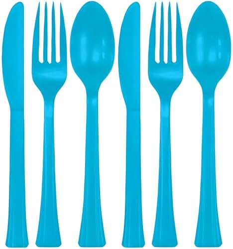 Caribbean Colored Plastic Cutlery Set - 24 Pieces