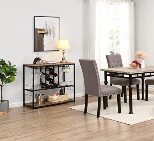 3-Tier FreeStanding Wine Rack Table with Stemware Holders Black