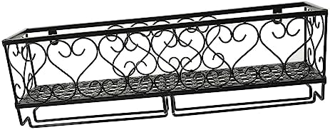 Ciieeo Wall Mounted Wine Rack with Goblet Holder 50cm Black Iron Design