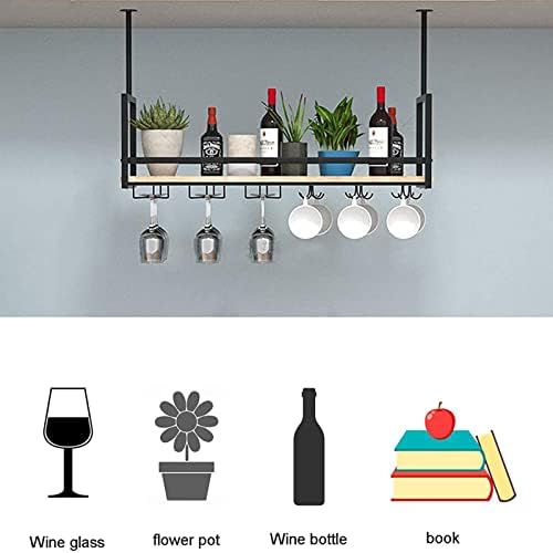 Ceiling Wine Rack with Glass Holder and Flower Stand