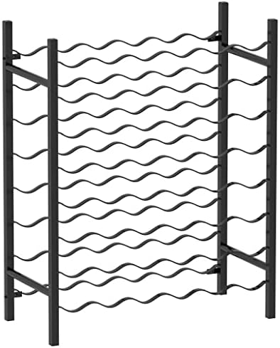 WEHUOSIF 48-Bottle Freestanding Wine Rack Black Metal