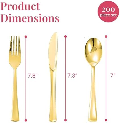 Prestee 50 Pre-Rolled Gold Silverware Set - 200 Piece 1