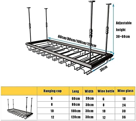 Adjustable Ceiling Wine Rack 100cm Metal Holder for Kitchen Bar