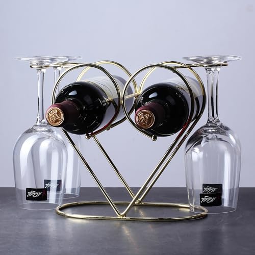 Stainless Steel Heart-shaped 3 Bottle Wine Rack Modern Design