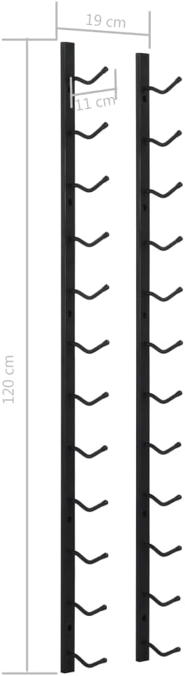 Black Iron Wall Mounted Wine Rack for 12 Bottles