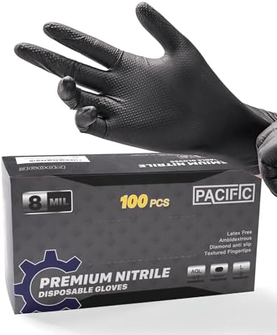 PACIFIC 8-Mil Heavy-Duty Nitrile Gloves Large 1