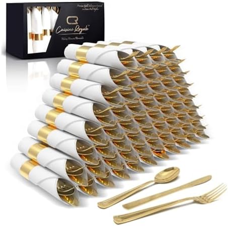 Prestee 50 Pre-Rolled Gold Silverware Set - 200 Piece 1