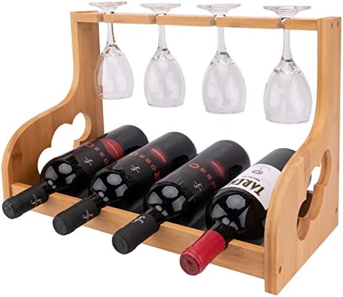 LEIMO KPARTS Freestanding Wine Rack with Glass Holder 1
