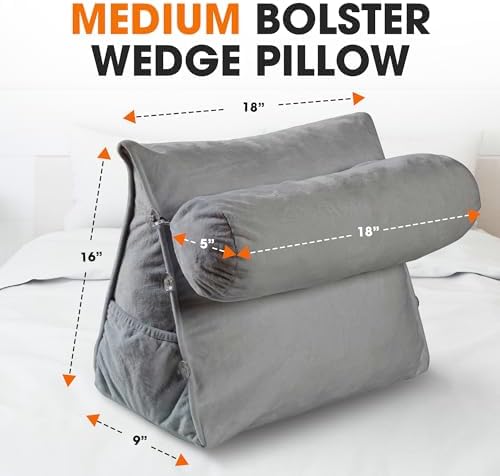 Cheer Collection Reading Wedge Pillow Gray