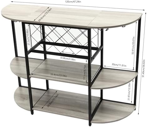 3 Tier Wine Rack Table Industrial Style Grey