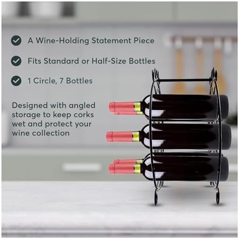 7-Bottle Iron Wine Rack for Countertop and Bar