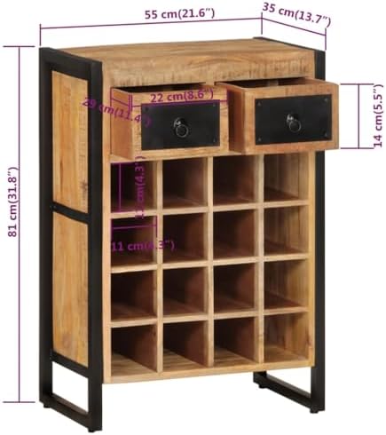 vidaXL Solid Mango Wood Wine Rack for 16 Bottles