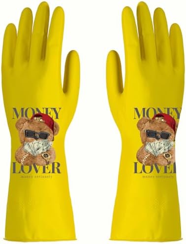 ROYIPAI 4 Pairs Rubber Cleaning Gloves with Cute Patterns