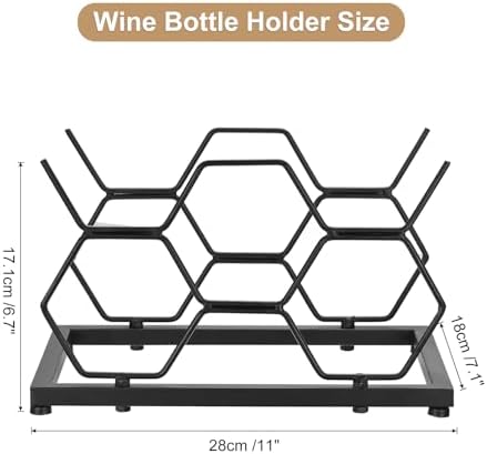 Uxcell Freestanding Wine Rack for 5 Bottles Black
