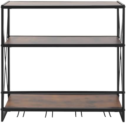 Gdrasuya10 Wall Mounted Wine Rack with 3-Tier Glass Holder